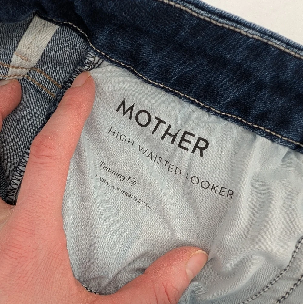 Mother High Waisted Looker Dark Wash Jeans Size 34 - Picture 8 of 10